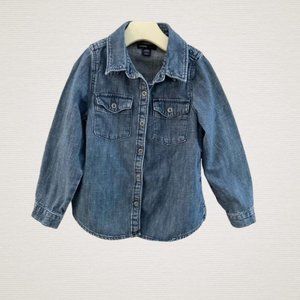 Baby Gap Blue Chambray Western Snap-Front Long Sleeves Shirt Size 4